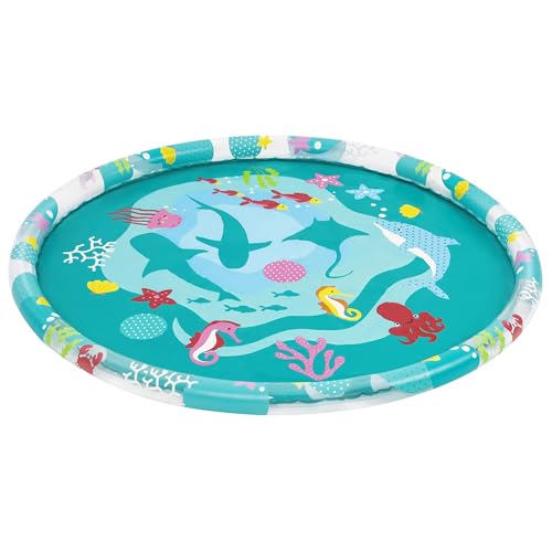 H2OGO! 65″ Underwater Utopia Splash Pad - Inflatable 65″ Marine Water Sprinkler, Shallow Rim Wading Pool Mat, Outdoor Fountain Sprayer, Toddler-Kid 2+